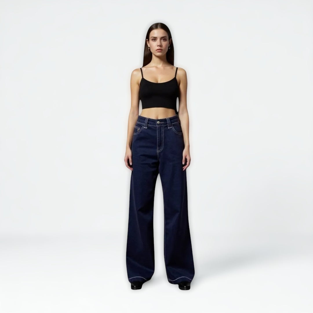 Camille™ | Wide leg denim dark jeans