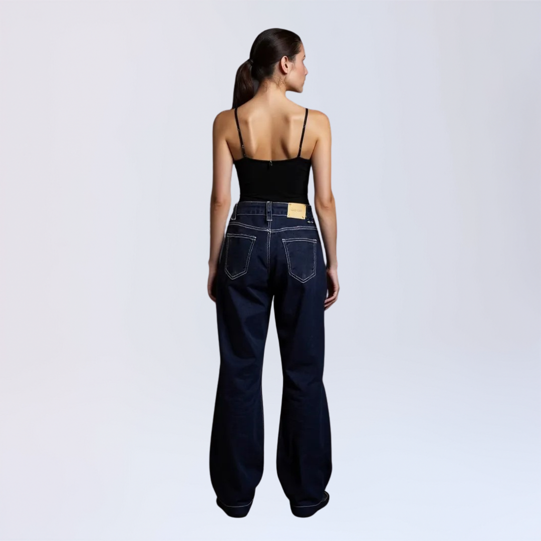 Camille™ | Wide leg denim dark jeans