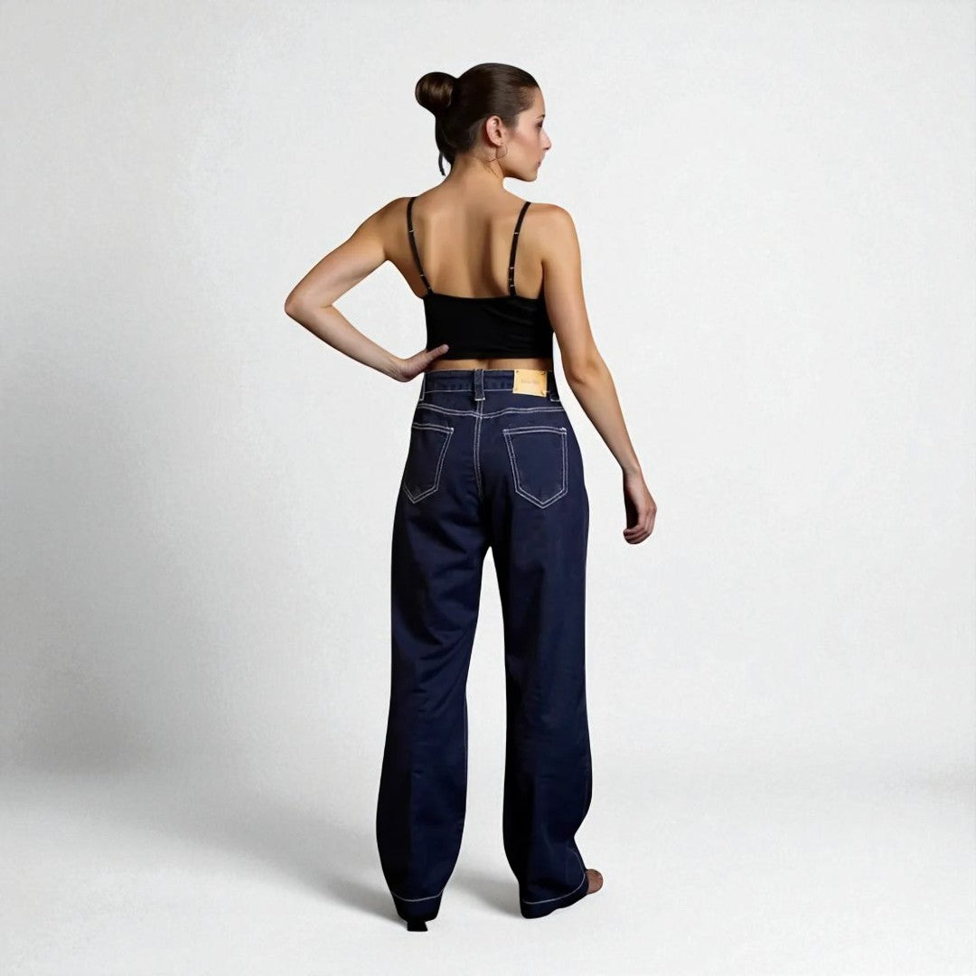 Camille™ | Wide leg denim dark jeans