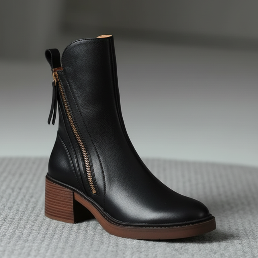 Valorine™ | Leather boots with a comfortable heel