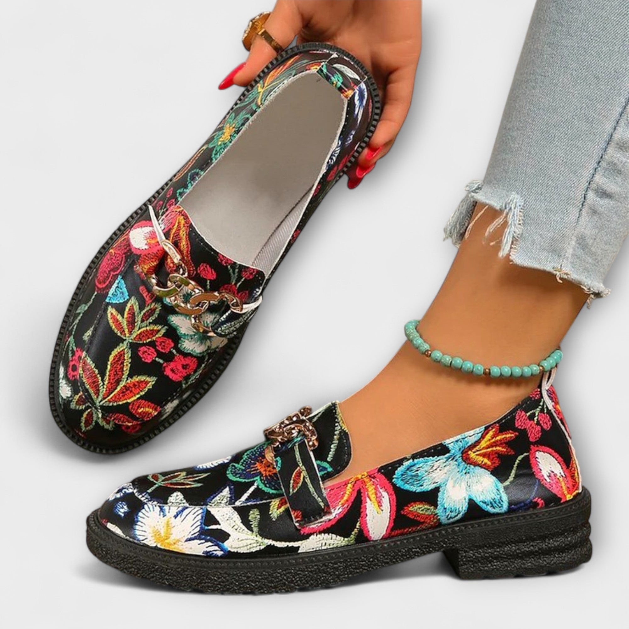 Orla™ | Multicolored Loafers with Floral Pattern