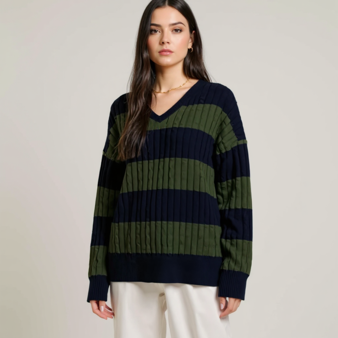 Clara™ | Striped V-neck sweater