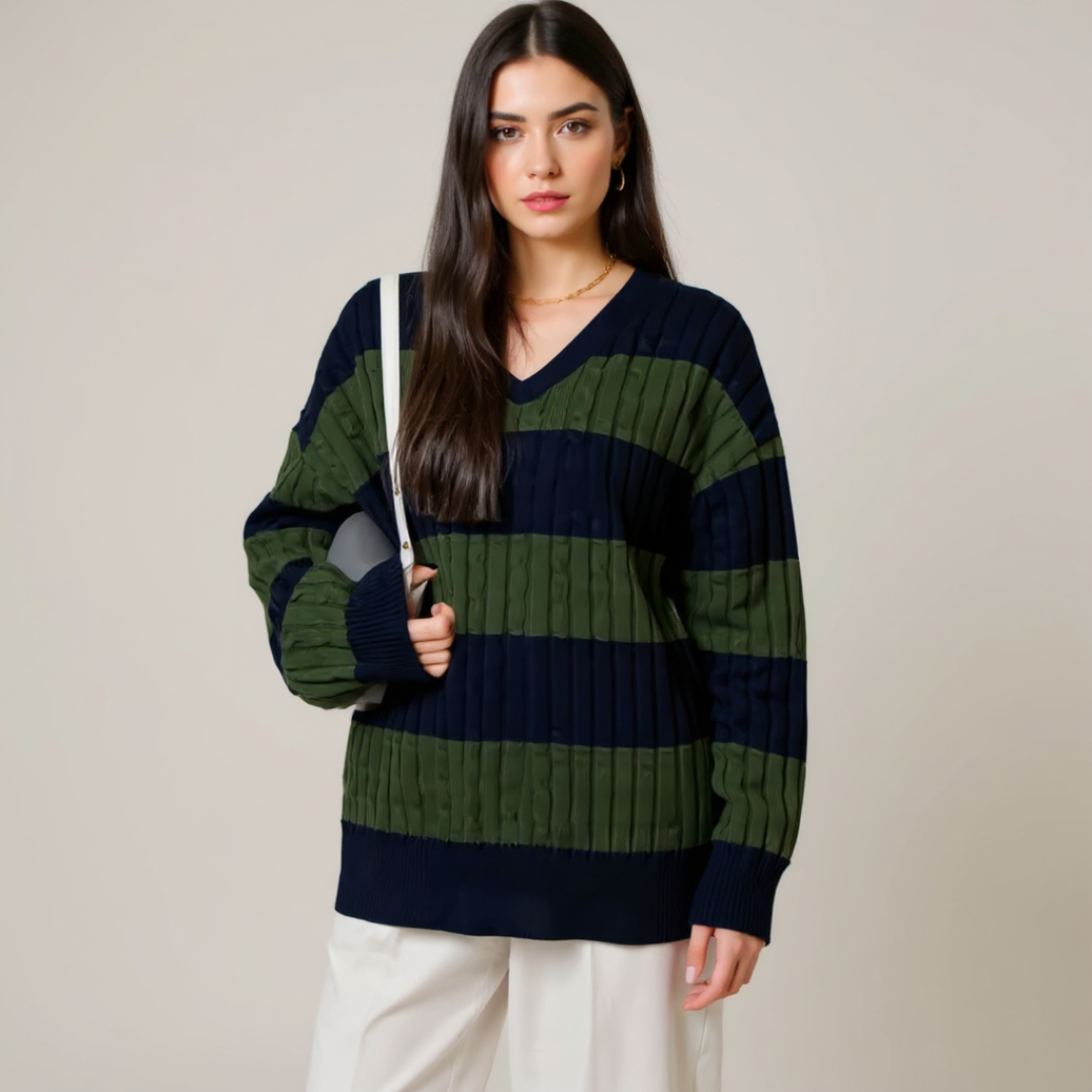 Clara™ | Striped V-neck sweater