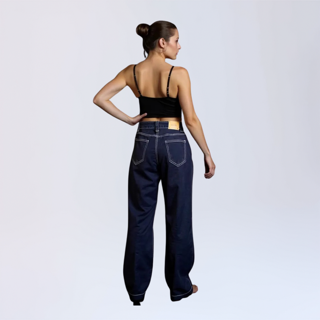 Camille™ | Wide leg denim dark jeans