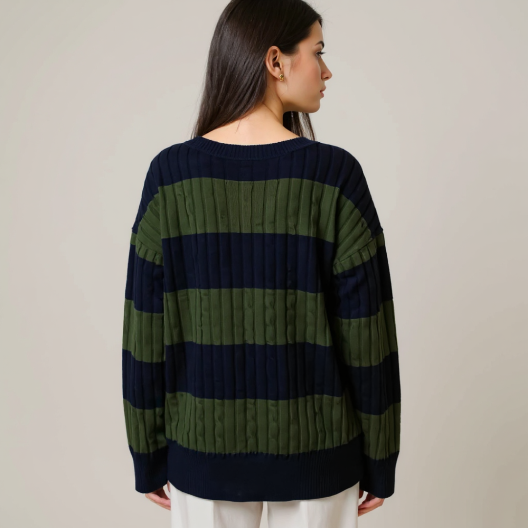 Clara™ | Striped V-neck sweater