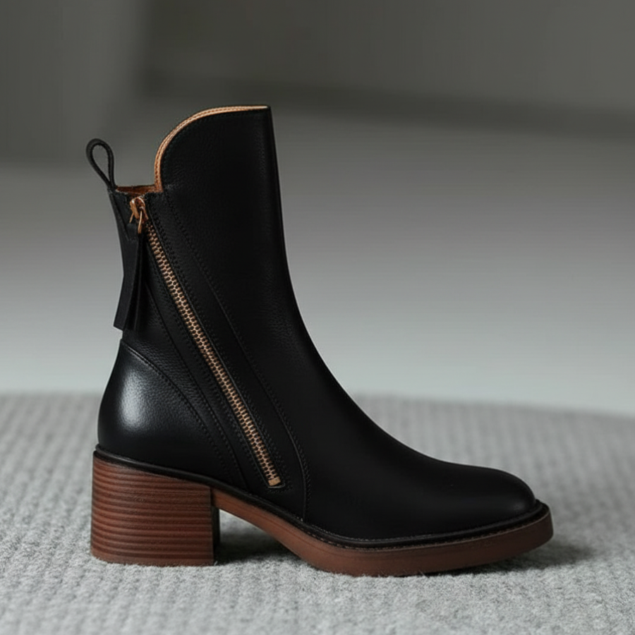 Valorine™ | Leather boots with a comfortable heel