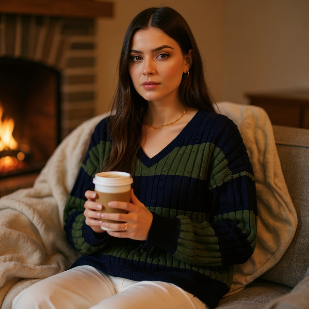 Clara™ | Striped V-neck sweater