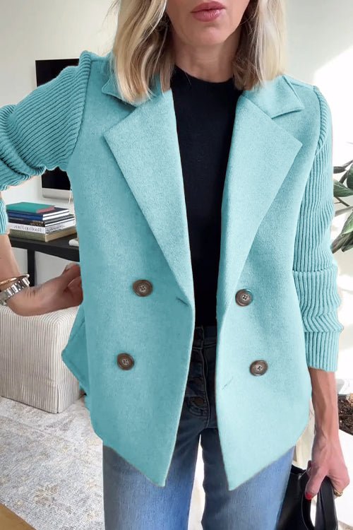Amora™ - Elegant Knit-Sleeve Blazer