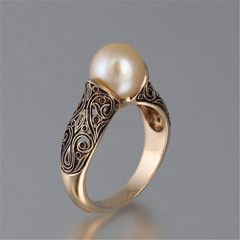 Gold Ring with Pearl Gloss Finish